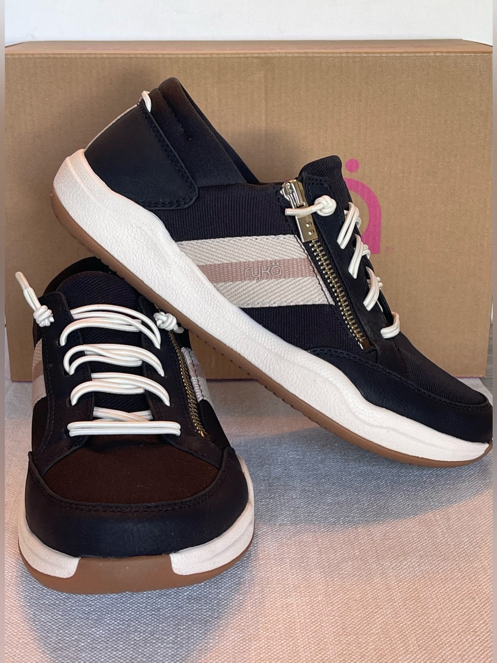 NIB RYKA CAREFREE ZIP BLACK SPORT LIFESTYLE WALKING SNEAKER WOMENS 7.5 - Picture 9 of 15